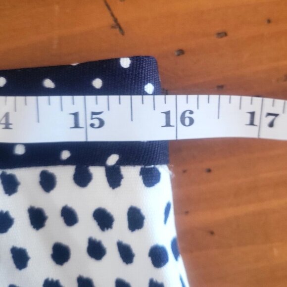 ZARA Women's Navy/White Polka Dot Skirt with Contrasting Waistband - Size M - Picture 8 of 11